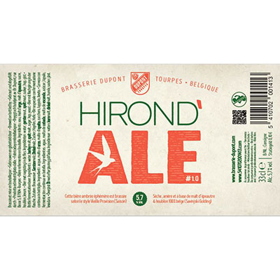 5410702001413 Hirond'Ale #1.0 - 33cl Bière  refermentée en bouteille Sticker Front